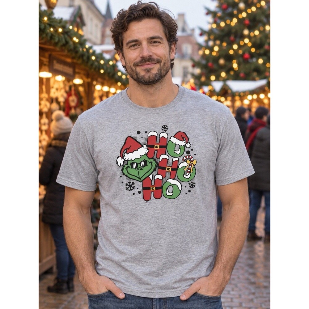 How The Grinch Stole Christmas Ho Ho Ho T-Shirt Gildan Softstyle Gray Unisex XL